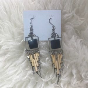 Handmade stone & wood earrings